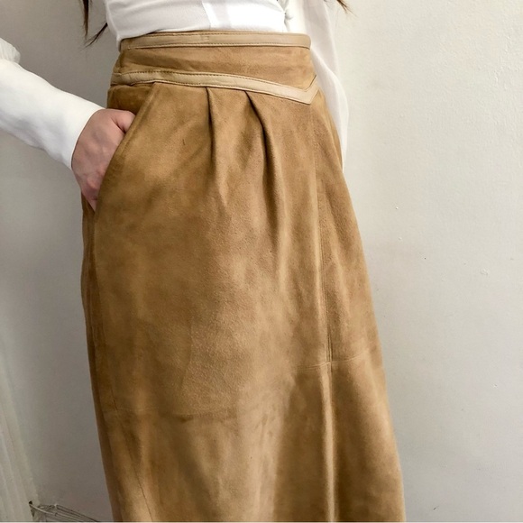 Vintage Suede Midi Skirt - Picture 2 of 9